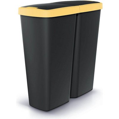 Prosperplast COMPACTA Q DUO černý se žlutým víkem objem 50l – Sleviste.cz