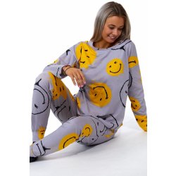 Žluté i šedé dámské pyžamo - SMAJLÍCI 1B1672 žlutá