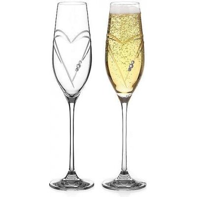 Diamante Swarovski Sklenice na sekt Hearts 2 x 210 ml