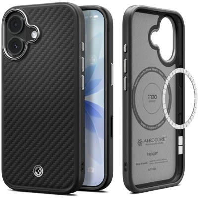 Spigen - Enzo Aramid "T" MagSafe ochranný obal na iPhone 17 - černo-stříbrný – Zboží Živě