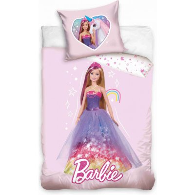 Carbotex povlečení do postýlky Barbie Princezna růžové 100 x 135 , 40 x 60 cm – Zboží Mobilmania