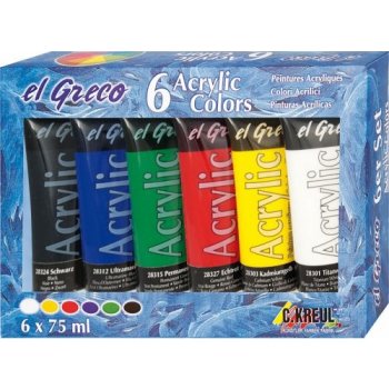 Kreul EL GRECO akrylové barvy sada 6 barev 75 ml
