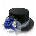 Cylindr černý s tm.modrou růží – Zboží Dáma
