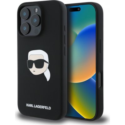 Karl Lagerfeld Ochranný kryt na iPhone 16 Pro - Karl Lagerfeld, Silicone Karl Head MagSafe Black – Zboží Mobilmania