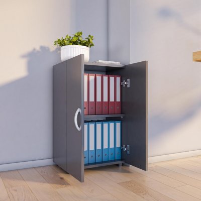 VCM Kancelářská skříň Ulas 2-komorová, antracitová – Zboží Dáma