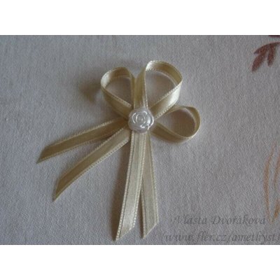 Vývazek atlasový s růžičkou - béžová 722 – Hledejceny.cz