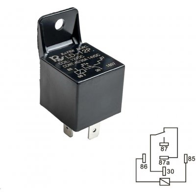 Přepínací relé 12V 30/40A 5 vývodů s úchytem – Sleviste.cz