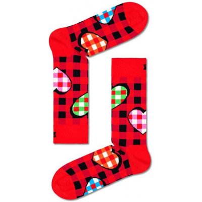 Happy Socks ponožky Checked Heart červená