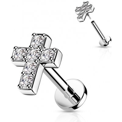 Šperky4U labreta cartilage piercing křížek LB0039ST-1206 – Sleviste.cz