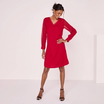 s vyšívanou síťovinou červená – Zboží Dáma