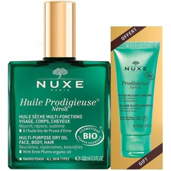 NUXE Multifunkční suchý olej na obličej, tělo a vlasy Huile Prodigieuse Néroli 100 ml a Sprchový gel Prodigieux Néroli 30 ml