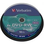 Verbatim DVD-RW 4,7GB 4x, spindle, 10ks (43552) – Zbozi.Blesk.cz