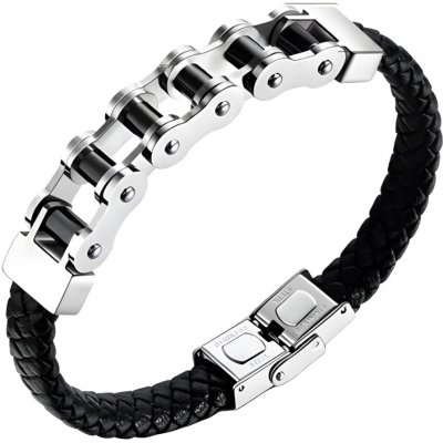 Gaira kožený náramek Chain 30294-10 černá – Zbozi.Blesk.cz