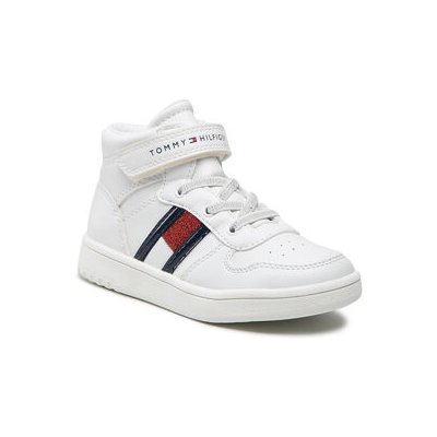 Tommy Hilfiger Higt Top Lace-Up/Velcro Sneaker T3A9-32330-1438 S White – Zboží Mobilmania