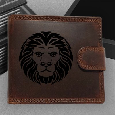 Personalizovaná s tvým jménem nebo monogramem a motivem znamení zvěrokruhu Lev Luxusní peněženka Premium Dante