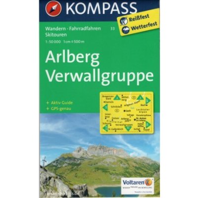 Kompass 33 Arlberg, Verwallgruppe 1:50 000 turistická mapa – Zboží Mobilmania