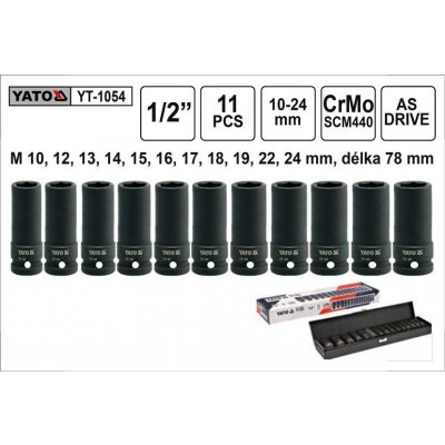 YATO Gola ořechy šestihranné kované prodloužené 1/2" sada 11 kusů 10-24mm YT-1054 – Zboží Dáma