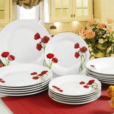 Banquet JÍDELNÍ SERVIS SADA Poppy TALÍŘŮ sada pro 6 osob 18 ks – Sleviste.cz
