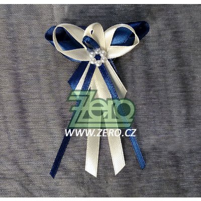 Vonička (vývazek) svatební - tm. modrá-krémová s perlovým květem – Hledejceny.cz