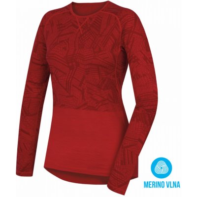 Husky merino 100 Long Sleeve dámské triko dlouhý rukáv merino vlna červená – Zbozi.Blesk.cz