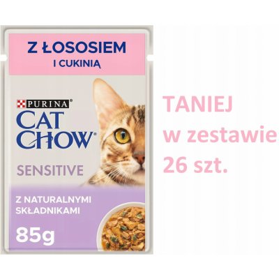 Purina CAT CHOW Sensitive Losos a cuketa omáčce 26 x 85 g – Zboží Mobilmania