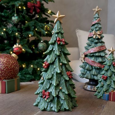 Zelený vánoční stromek s mašlemi Noël Tree z polyresinu – Ø 15,5*32 cm - Chic Antique – Hledejceny.cz