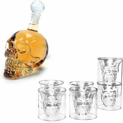 Skull Whisky Glass Mug Set 700 ml karafa na whisky 75 ml 6 sklenic – Zboží Mobilmania