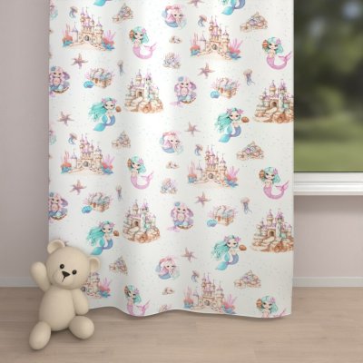 Biante Dětský bavlněný závěs Sandra SA-567 Mořské víly a království na bílém 150x200 cm – Hledejceny.cz