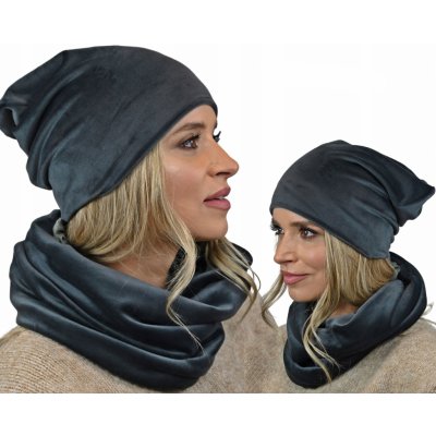 Fashionweek dámský velurový set čepice + trubička-šála ZIZI-BV grafitová – Zboží Mobilmania