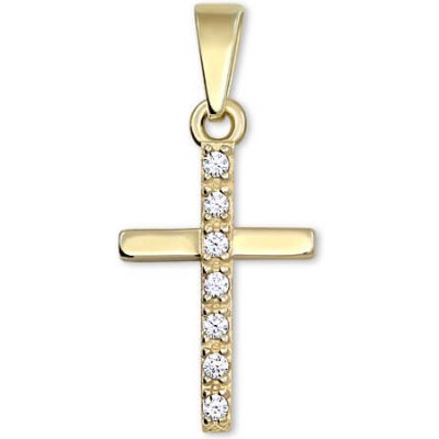 Soliter Přívěsek křížek ze žlutého zlata s krystaly 249 001 00565 – Zboží Mobilmania