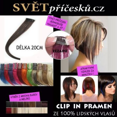 Clip in pramen - délka 20cm - mnoho barev a melírů 60 - nejsvětlejší blond