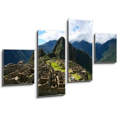 Obraz 4D čtyřdílný - 100 x 60 cm - Machu Picchu Top View Pohled shora na Machu Picchu – Sleviste.cz