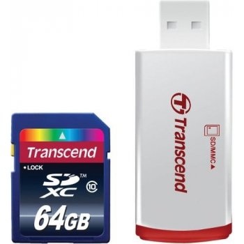 Transcend SDXC 64 GB Class 10 + čtečka TS64GSDXC10-P2