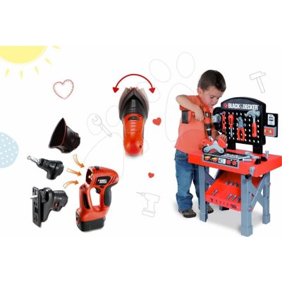 Smoby detská pracovná dielňa Black & Decker s mechanickou vŕtačkou+elektronický Quatro set – Zbozi.Blesk.cz