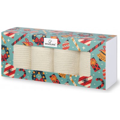 Wooline Dárkové balení 4 páry ponožek Merino Natural Wool 5 dámské krémové – Zboží Mobilmania