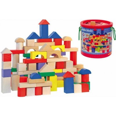 Woody 90905 kostky barevné/natur s prostrkávacím víkem 100 ks – Zboží Živě