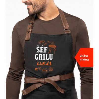 Kariban Zástěra na grilování se jménem Exclusive Šéf grilu Černá Black – Hledejceny.cz