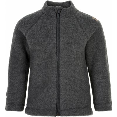 Mikk-Line dětská mikina na zip merino-fleece šedá Anthracite Melange – Zboží Dáma