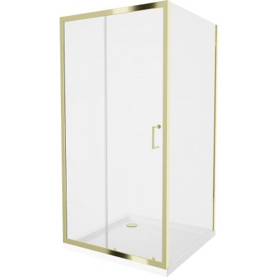 MEXEN/S Apia Sprchový kout 100x100, transparent, zlato + vanička se sifonem 840-100-100-50-00-4010G – Sleviste.cz