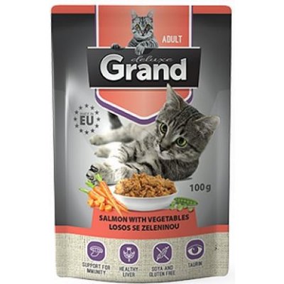 Grand kočka deluxe 100% losos se zeleninou 6 x 100 g – Zboží Mobilmania