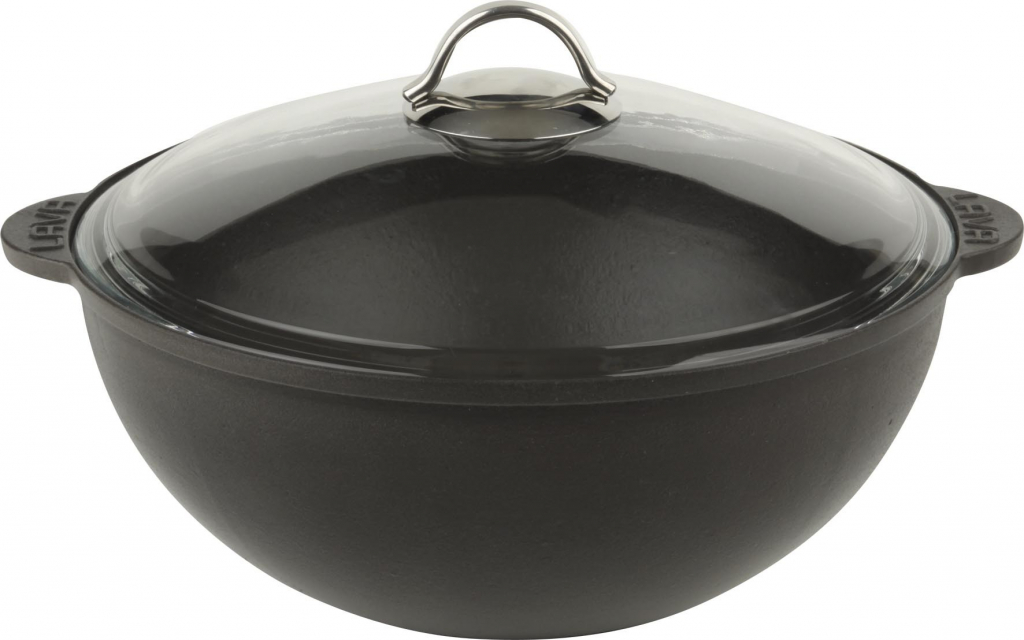 LAVA Metal Litinový hrnec Wok 6l skleněná poklice 30 cm