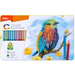 Deli Color Emotion kovové pouzdro EC00235 pastelky trojhranné 36 barev
