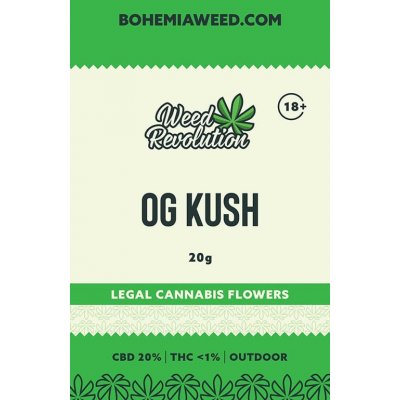 Weed Revolution Og Kush Outdoor CBD 20% THC 1% 20 g – Hledejceny.cz