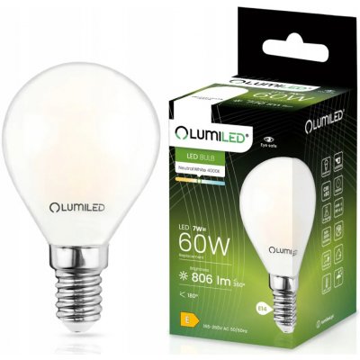 Lumiled LED žárovka P45 E14 7W = 60W 770lm 4000K Neutrální bílá 360° Filament Mléčná – Hledejceny.cz