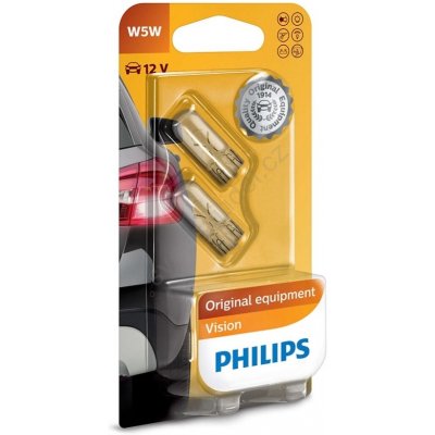 Philips Vision 12961B2 W5W W2,1 x 9,5d 12V 5W sklo 2 ks – Hledejceny.cz