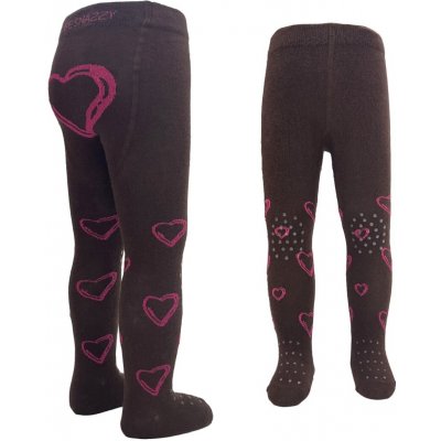 BeSnazzy dětské protiskluzové punčocháče pro zdravé lezení a první krůčky dívčí hnědé-srdíčka – Zboží Dáma