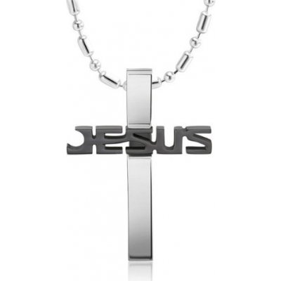 Miranda Přívěsek Křížek Jesus FN03D black silver – Zboží Mobilmania