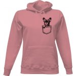 Dámská mikina s kapucí s potiskem dámská mikina Buldoček Pocket dámské Pastelově růžová – Zboží Dáma