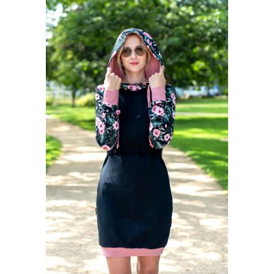 Jsem máma kojicí mikinové šaty černé s květy – Hledejceny.cz