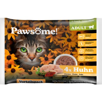 Pawsome Cat s kuřecím masem 4 x 85 g – Sleviste.cz